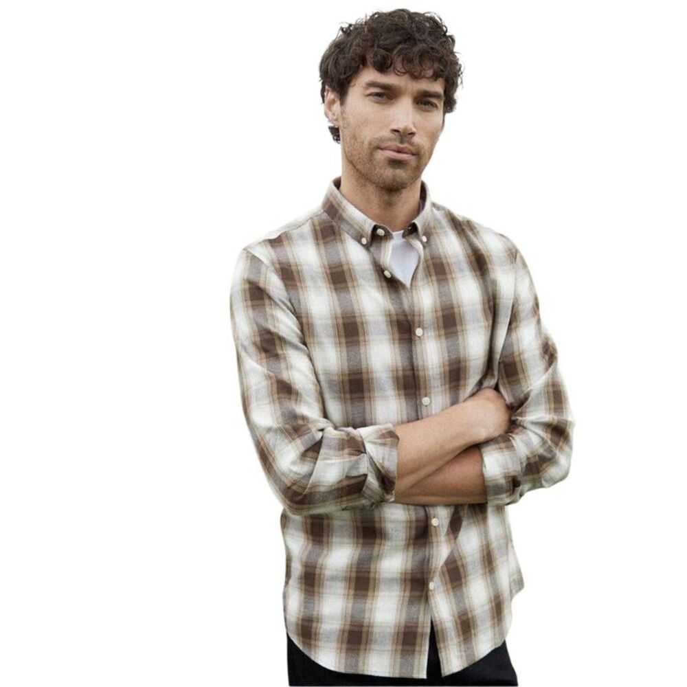 Threadbare Mens Checked Regular Shirt / Chocolate
